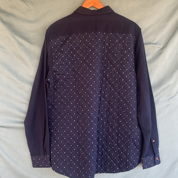 NWT Scotch & Soda Shirt Casual Large Mens Button Down Collared Cotton Navy Blue - Picture 5 of 9